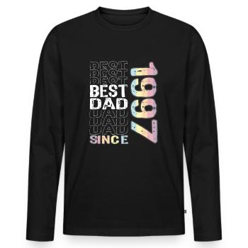 Bester Papa der Welt seit 1997 Vatertag - Männer Premium Bio Langarmshirt - Schwarz - Vorne - Nico (187cm)
