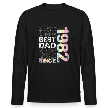 Bester Papa der Welt seit 1982 Vatertag - Männer Premium Bio Langarmshirt - Schwarz - Vorne - Nico (187cm)