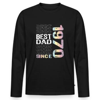 Best dad in the world since 1970 Father's Day - Men's Premium Organic Long Sleeve Shirt - black - Front - Nico (187cm)