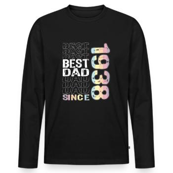 Best dad in the world since 1938 Father's Day - Men's Premium Organic Long Sleeve Shirt - black - Front - Nico (187cm)