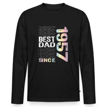 Bester Papa der Welt seit 1957 Vatertag - Männer Premium Bio Langarmshirt - Schwarz - Vorne - Nico (187cm)