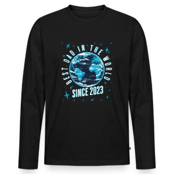 Bester Papa der Welt seit 2023 Geschenkidee - Männer Premium Bio Langarmshirt - Schwarz - Vorne - Nico (187cm)