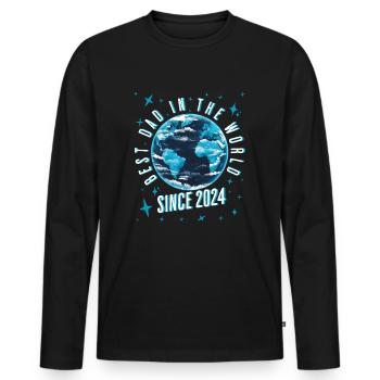 Bester Papa der Welt seit 2024 Geschenkidee - Männer Premium Bio Langarmshirt - Schwarz - Vorne - Nico (187cm)