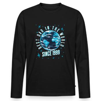 Bester Papa der Welt seit 1999 Vatertag - Männer Premium Bio Langarmshirt - Schwarz - Vorne - Nico (187cm)