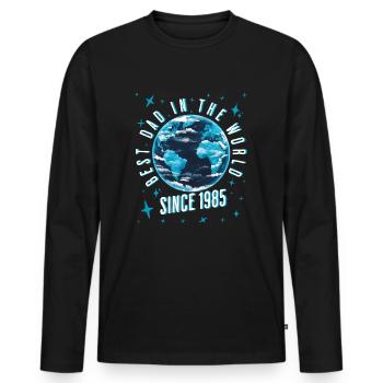 Bester Papa der Welt seit 1985 Vatertag - Männer Premium Bio Langarmshirt - Schwarz - Vorne - Nico (187cm)