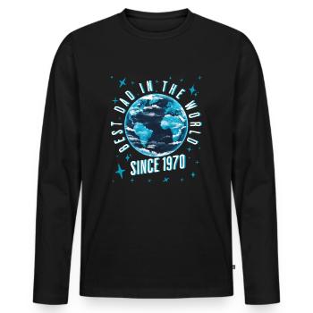 Best dad in the world since 1970 Father's Day - Men's Premium Organic Long Sleeve Shirt - black - Front - Nico (187cm)
