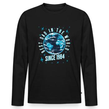 Meilleur papa du monde depuis 1984 Fête des pères - T-shirt manches longues Premium bio Homme - noir - Devant - Nico (187cm)