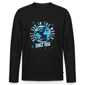 Best dad in the world since 1956 Father's Day - Men's Premium Organic Long Sleeve Shirt - black - Front - Nico (187cm)