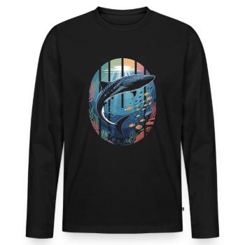 baleine requin créatures marines requin mer océan - T-shirt manches longues Premium bio Homme - noir - Devant - Nico (187cm)