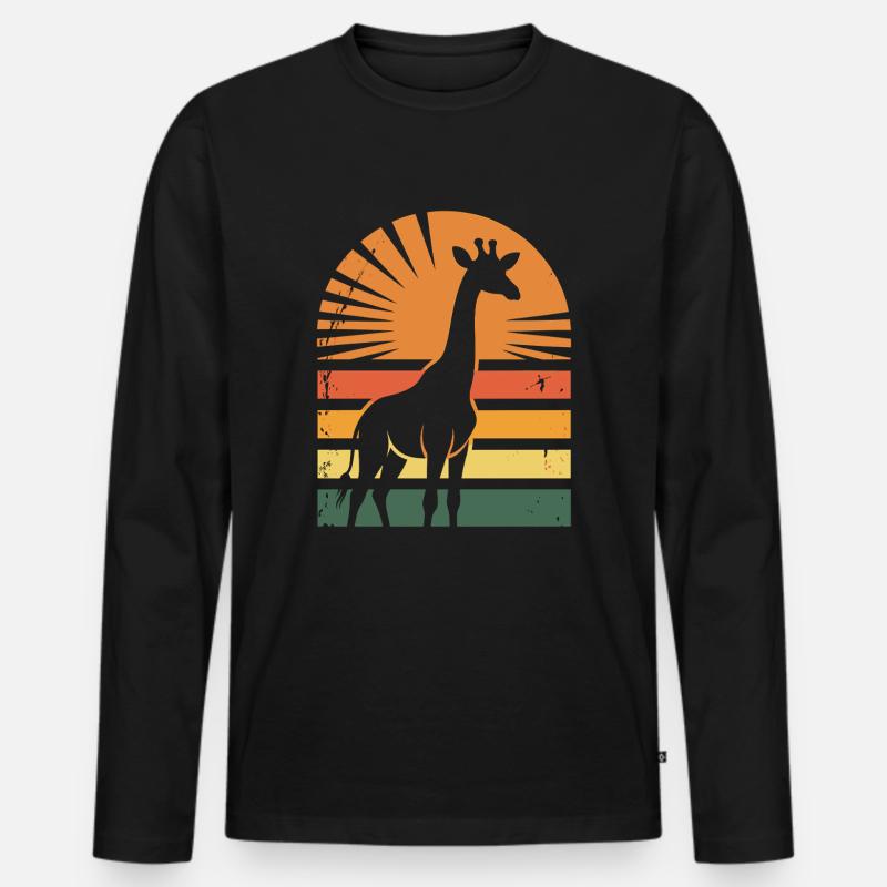 Giraffe - Männer Premium Bio Langarmshirt - Schwarz