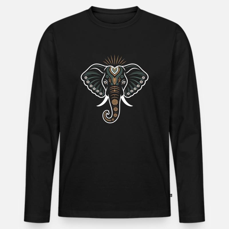 Elefant - Männer Premium Bio Langarmshirt - Schwarz