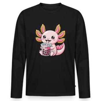 Axolotl mignon - T-shirt manches longues Premium bio Homme - noir - Devant - Nico (187cm)