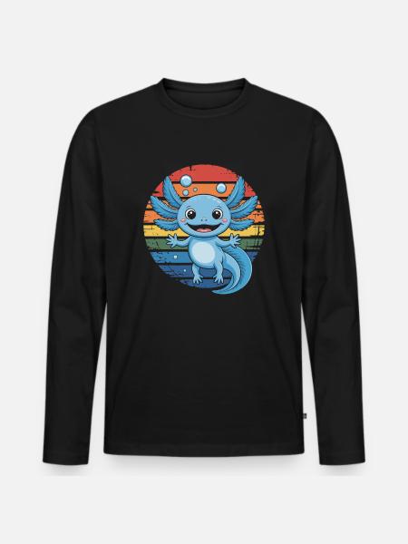 Axolotl Amphibie - Männer Premium Bio Langarmshirt - Schwarz