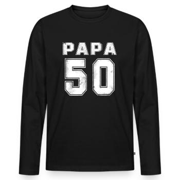 50. Geburtstag - Papa 50 - Männer Premium Bio Langarmshirt - Schwarz - Vorne - Nico (187cm)