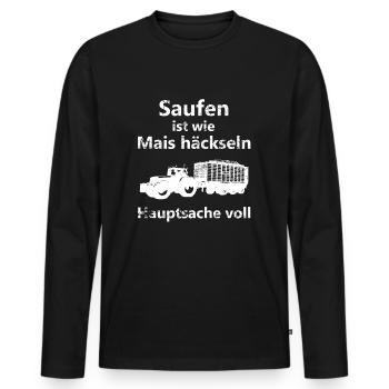 Landwirt Trecker Traktor Mais häckseln Bier saufen - Männer Premium Bio Langarmshirt - Schwarz - Vorne - Nico (187cm)