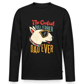 The coolest bull terrier dad ever - Men's Premium Organic Long Sleeve Shirt - black - Front - Nico (187cm)