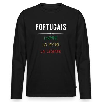 Portugal humour fier cadeau portugais humoristique - T-shirt manches longues Premium bio Homme - noir - Devant - Nico (187cm)