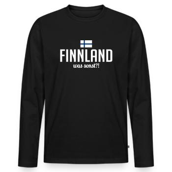 Finlande quoi d’autre dire vacances en Scandinavie - T-shirt manches longues Premium bio Homme - noir - Devant - Nico (187cm)