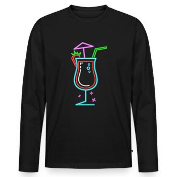 Cocktail Party-Urlaub Nächte Neon Drink Party - Männer Premium Bio Langarmshirt - Schwarz - Vorne - Nico (187cm)