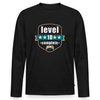 18th birthday level 18 complete 2002 - Men's Premium Organic Long Sleeve Shirt - black - Front - Nico (187cm)