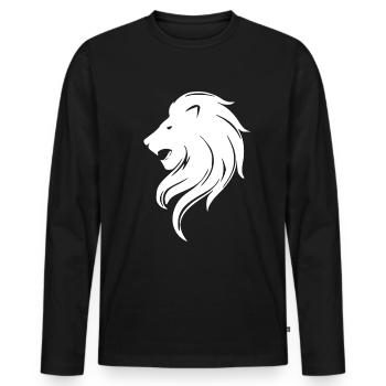 Lion - symbole - T-shirt manches longues Premium bio Homme - noir - Devant - Nico (187cm)