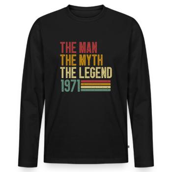 L'homme le mythe la légende 1971 - T-shirt manches longues Premium bio Homme - noir - Devant - Nico (187cm)
