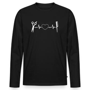 Coiffeur Coiffeur Coeur Ciseaux Peigne - T-shirt manches longues Premium bio Homme - noir - Devant - Nico (187cm)