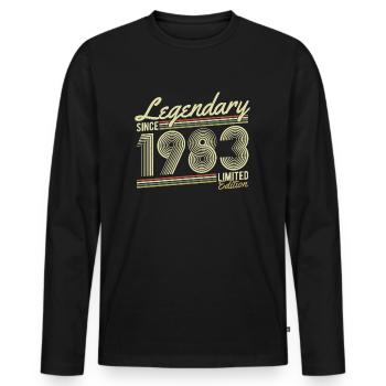 Légendaire depuis 1983 - T-shirt manches longues Premium bio Homme - noir - Devant - Nico (187cm)