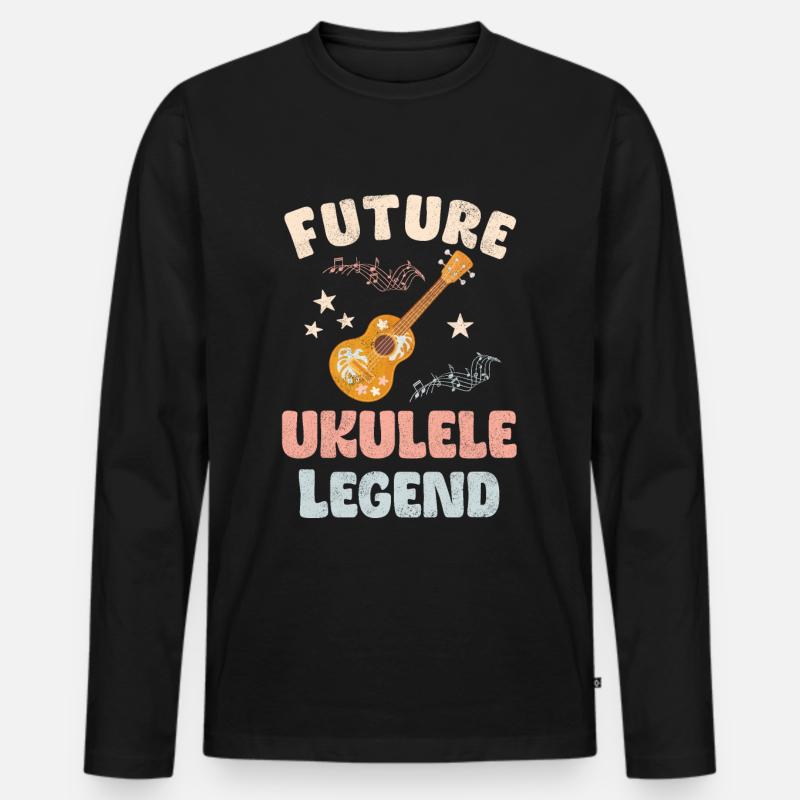 Future Ukulele Legend - Männer Premium Bio Langarmshirt - Schwarz