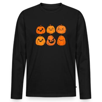 Jack O Lantern Pumpkin Face Retro Halloween - Men's Premium Organic Long Sleeve Shirt - black - Front - Nico (187cm)