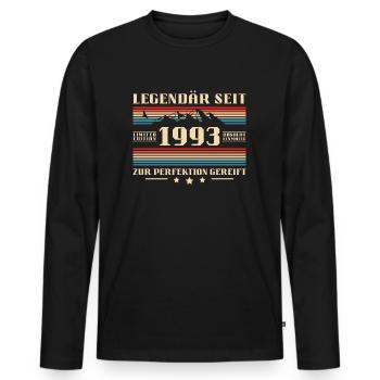 Vintage Baujahr 1993 geboren Retro Geburtstag - Männer Premium Bio Langarmshirt - Schwarz - Vorne - Nico (187cm)