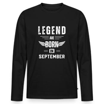 legend are born in September - Men's Premium Organic Long Sleeve Shirt - black - Front - Nico (187cm)