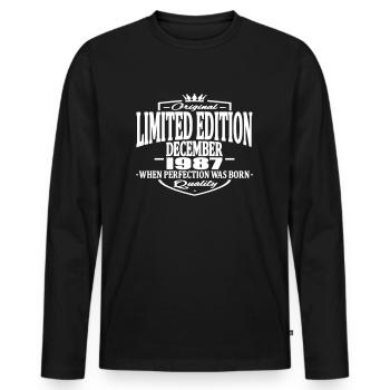 Limited edition december 1987 - Men's Premium Organic Long Sleeve Shirt - black - Front - Nico (187cm)