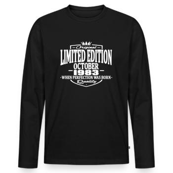 Limitierte Ausgabe Oktober 1983 - Männer Premium Bio Langarmshirt - Schwarz - Vorne - Nico (187cm)
