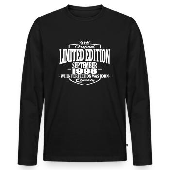 Limitierte Auflage September 1998 - Männer Premium Bio Langarmshirt - Schwarz - Vorne - Nico (187cm)