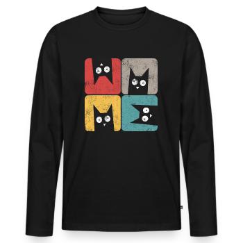 Quatre chats noirs fous regardez stupides - T-shirt manches longues Premium bio Homme - noir - Devant - Nico (187cm)