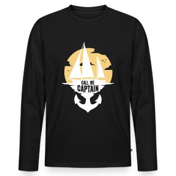 CALL ME CAPTAIN - Männer Premium Bio Langarmshirt - Schwarz - Vorne - Nico (187cm)