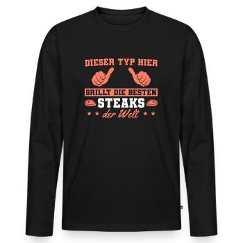 Barbecue Bestes Steak grillen Männer Grill - Männer Premium Bio Langarmshirt - Schwarz - Vorne - Nico (187cm)
