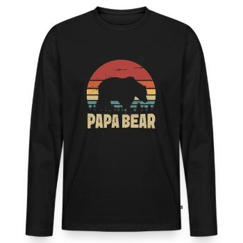 Papa Bear Retro - Men's Premium Organic Long Sleeve Shirt - black - Front - Nico (187cm)