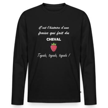 c'est l'histoire d'un fraise cadeau humour drôles - T-shirt manches longues Premium bio Homme - noir - Devant - Nico (187cm)