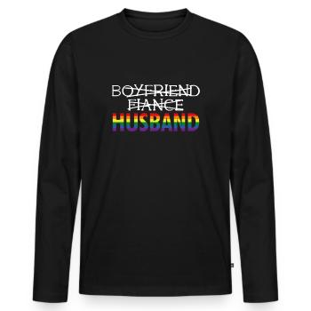 Husband Gift Groom Groom LGBT - Men's Premium Organic Long Sleeve Shirt - black - Front - Nico (187cm)