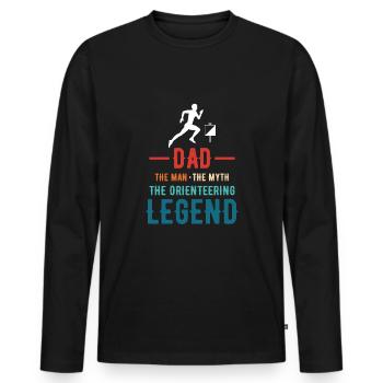 Dad The Man The Myth The Orienteering Legend - Männer Premium Bio Langarmshirt - Schwarz - Vorne - Nico (187cm)