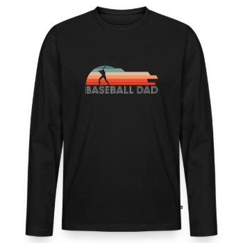 Vintage Retro Baseball Dad Shirt Geschenk - Männer Premium Bio Langarmshirt - Schwarz - Vorne - Nico (187cm)