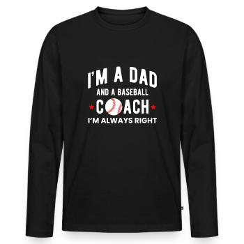Je suis un papa entraîneur chemise d’entraîneur - T-shirt manches longues Premium bio Homme - noir - Devant - Nico (187cm)