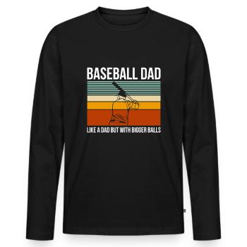 Baseball Dad Vintage Retro Geschenk Shirt - Männer Premium Bio Langarmshirt - Schwarz - Vorne - Nico (187cm)