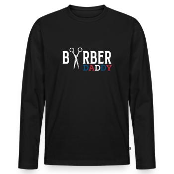 Barber Daddy Cadeau Père Papa Fête des Pères - T-shirt manches longues Premium bio Homme - noir - Devant - Nico (187cm)