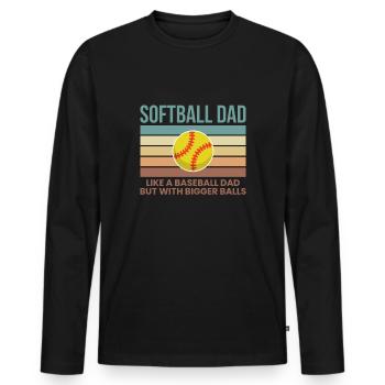 Softball Papa Shirt Cadeau - T-shirt manches longues Premium bio Homme - noir - Devant - Nico (187cm)