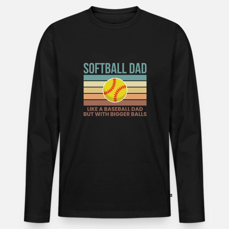 Softball Dad Shirt Geschenk - Männer Premium Bio Langarmshirt - Schwarz