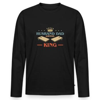 Mari Papa Arimail King Shirt Cadeau - T-shirt manches longues Premium bio Homme - noir - Devant - Nico (187cm)
