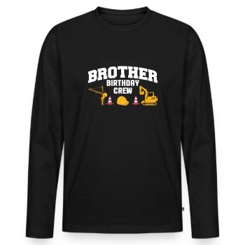 Brother Birthday Crew Geburtstag Chemise - T-shirt manches longues Premium bio Homme - noir - Devant - Nico (187cm)